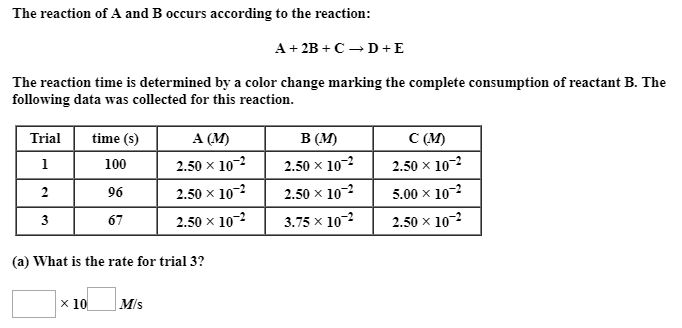 Solved The reaction of A and B occurs according to the | Chegg.com