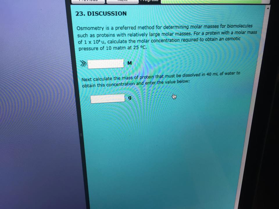 Solved 23. DISCUSSION Osmometry is a preferred method for