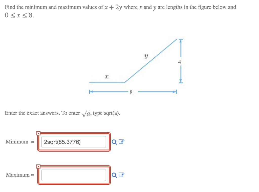 Solved Find the minimum and maximum values of x where x and