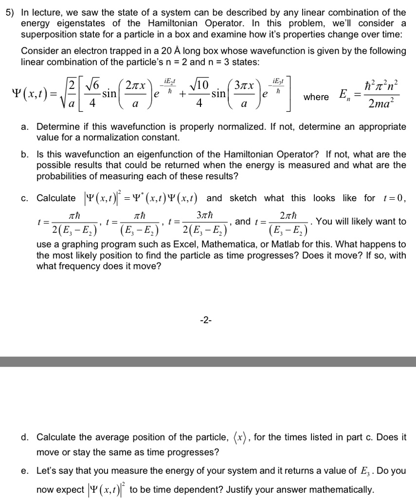 Solved 5) In lecture, we saw the state of a system can be | Chegg.com