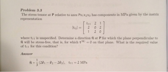 Problem 3.3 The stress tensor at P relative to axes | Chegg.com