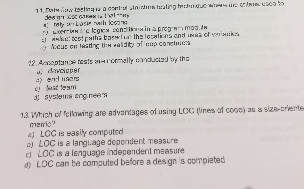 Solved data flow testing is a control structure testing chegg