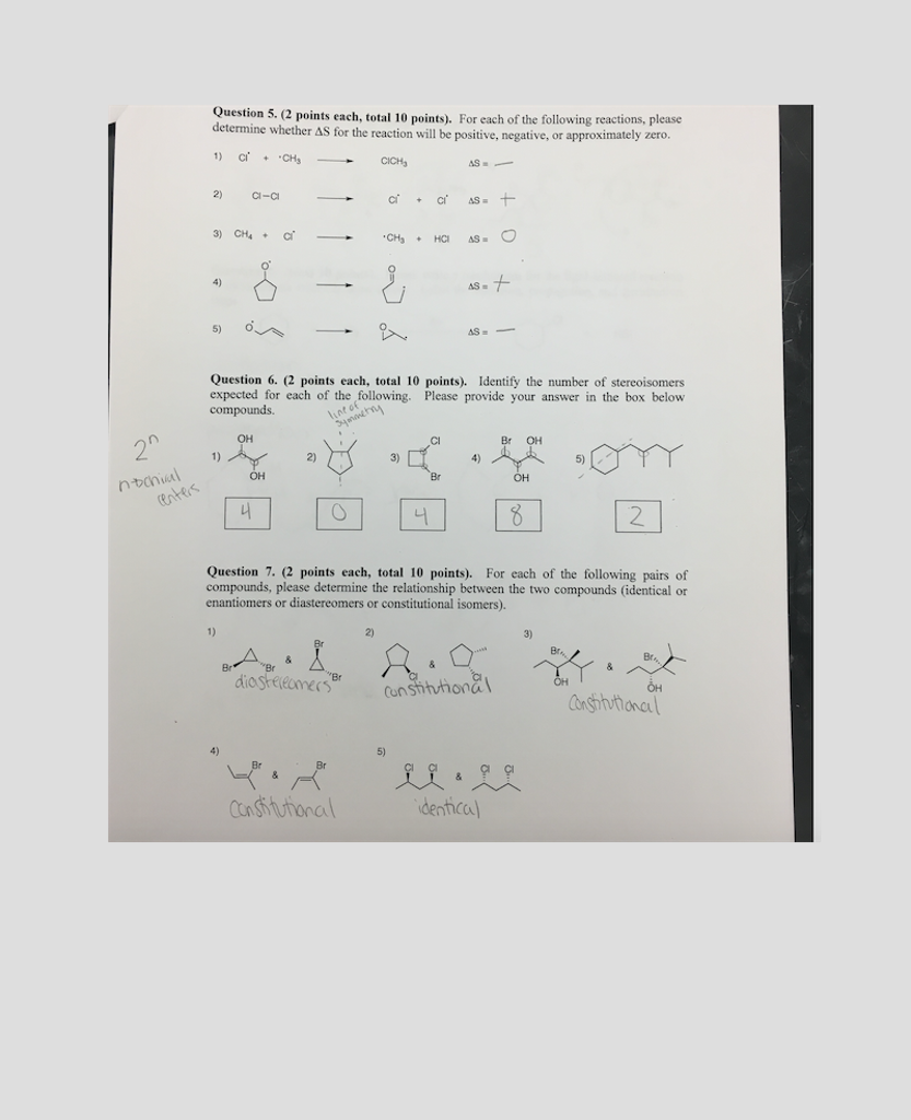 This Is A Sample Test For My Ochem Test Tomorrow That Chegg Com