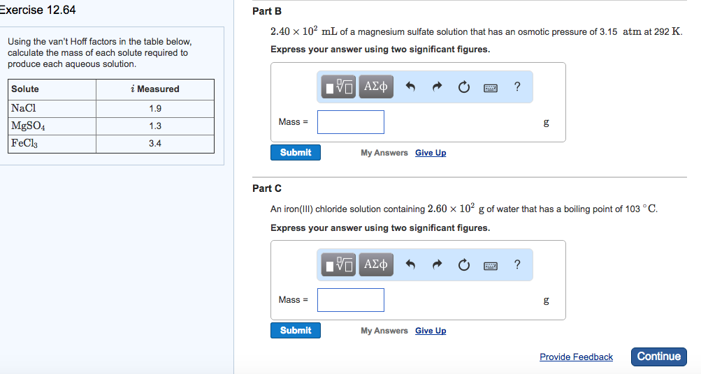 Solved Using the van’t Hoff factors in the table below,