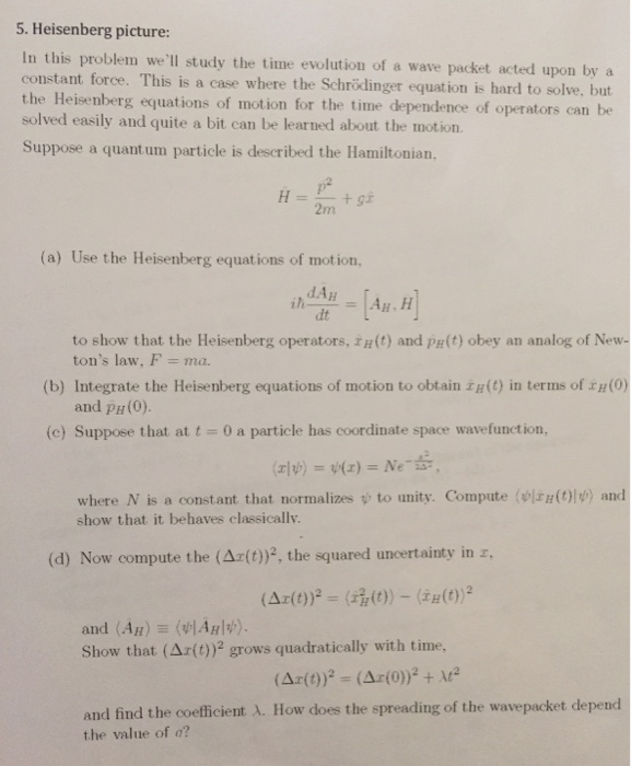 Solved Study the time evolution of a wave packet acted upon | Chegg.com