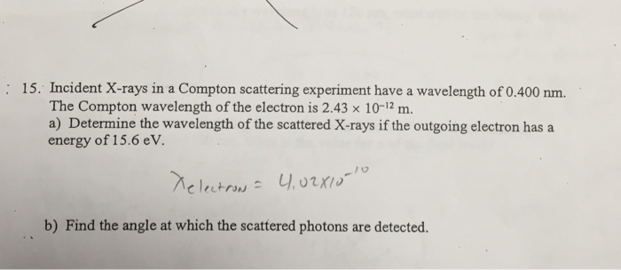 Solved Incident X-rays in a Compton scattering experiment | Chegg.com