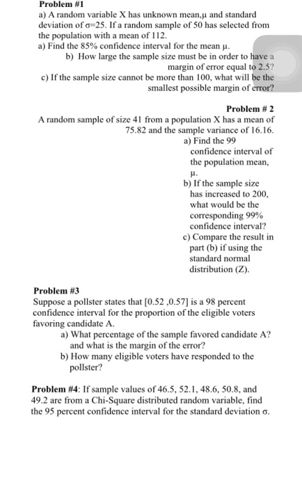 Solved A random variable X has unknown mean, mu and standard | Chegg.com
