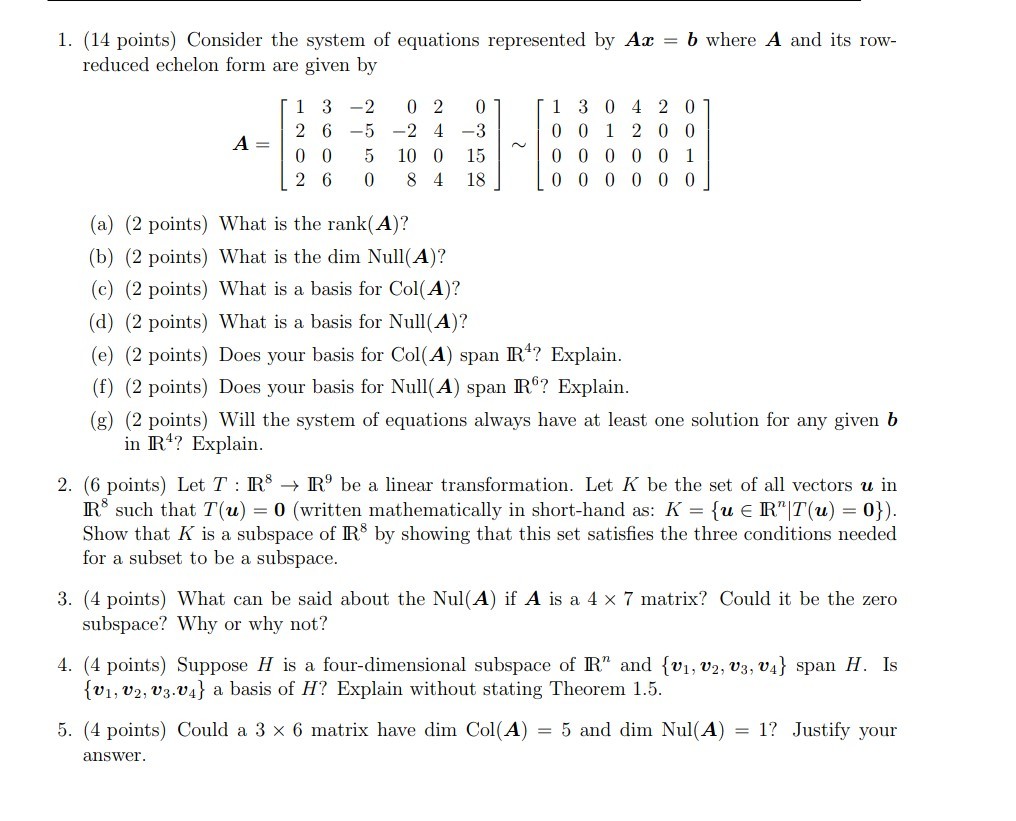 Solved I 14 Points Consider The System Of Equations Chegg