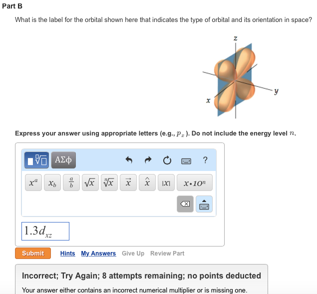 Solved Part B What is the label for the orbital shown here | Chegg.com