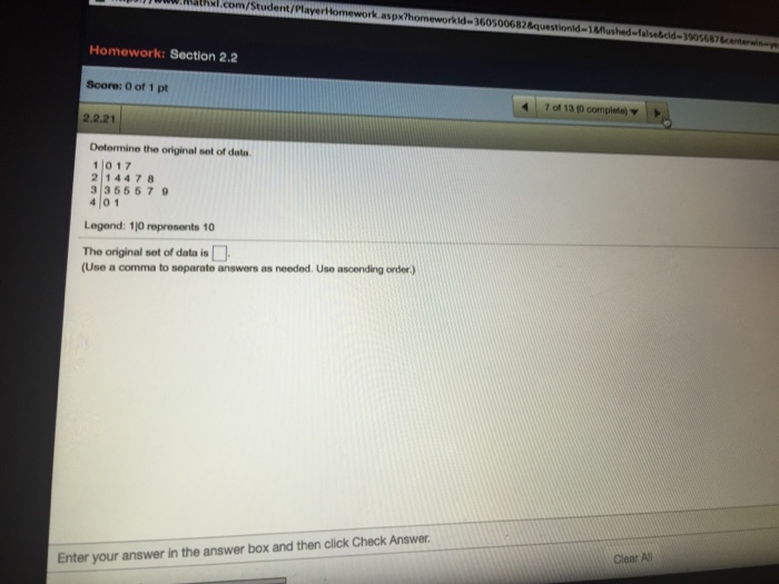 Solved Determine the original set of data. The original set