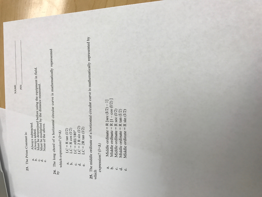 Solved The Prism Constant is a. Always subtracted. b.