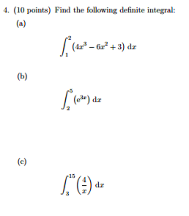 Solved Find The Following Definite Integral: (a) | Chegg.com