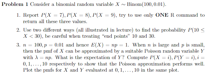 Solved Problem 1 Consider a binomial random variable | Chegg.com