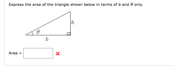 Solved Express the area of the triangle shown below in terms | Chegg.com