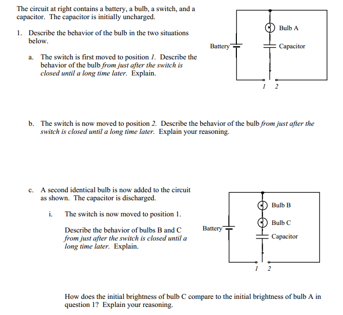 Solved The circuit at right contains a battery, a bulb, a