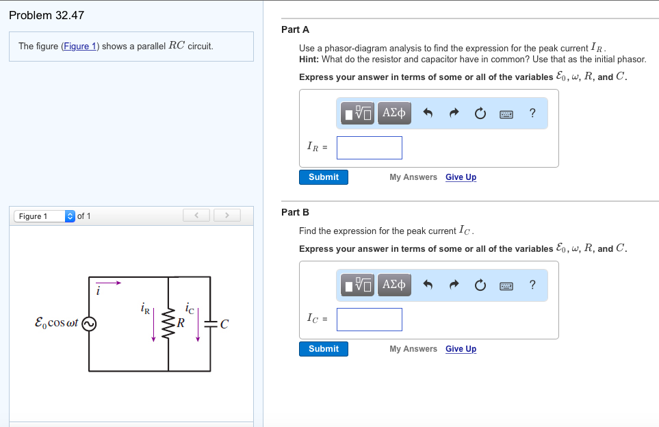 Solved The Figure (Figure 1) Shows A Parallel RC Circuit. | Chegg.com