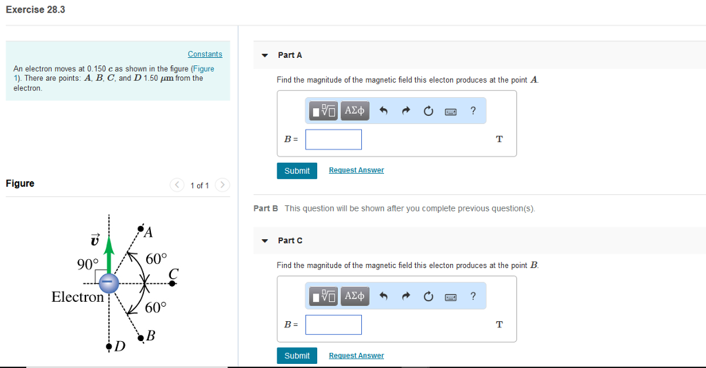 Solved Exercise 28.3 Constants Part A An electron moves at