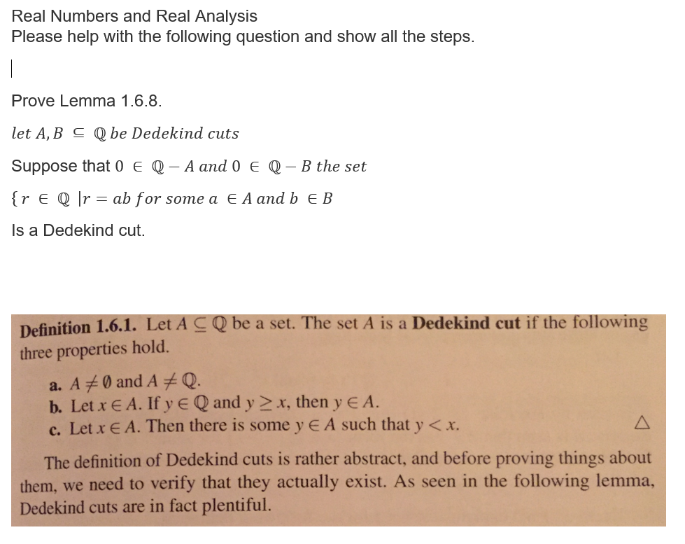 Solved Real Numbers And Real Analysis Please Help With The | Chegg.com