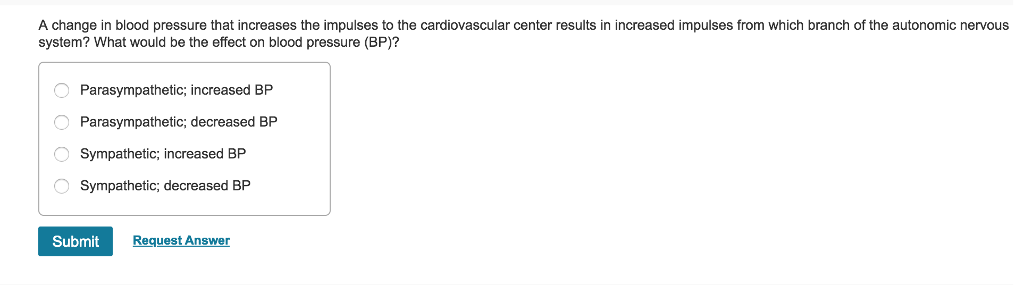 Solved A change in blood pressure that increases the | Chegg.com