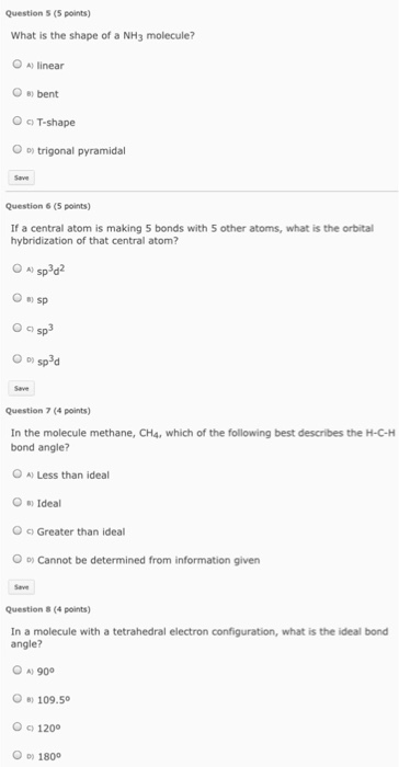 Solved What is the shape of a NH_3 molecule? If a central | Chegg.com