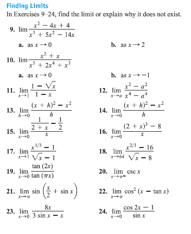 Solved In Exercises 9 24, find the limit or explain why it | Chegg.com