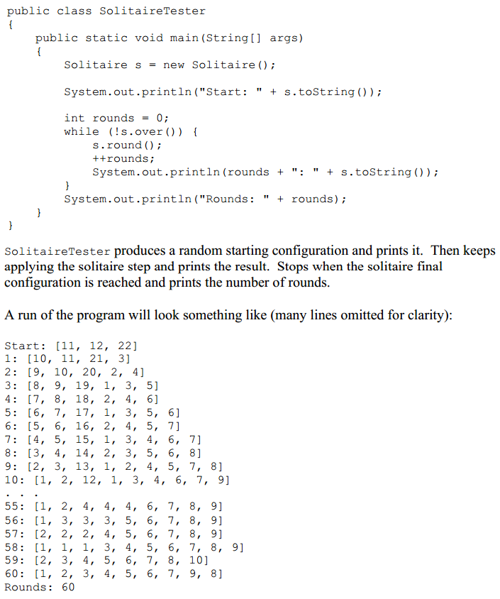 Solved Java: Solitaire Lab Purpose The purpose of this lab | Chegg.com