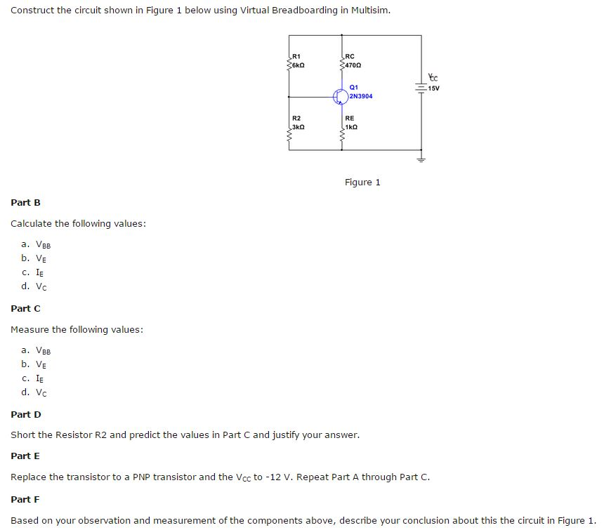 Solved Construct the circuit shown in Figure 1 below using | Chegg.com