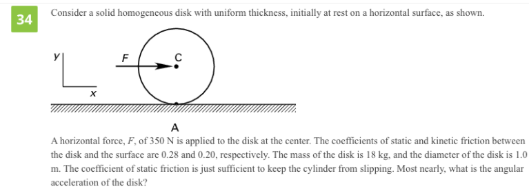 Solved Consider a solid homogeneous disk with uniform | Chegg.com