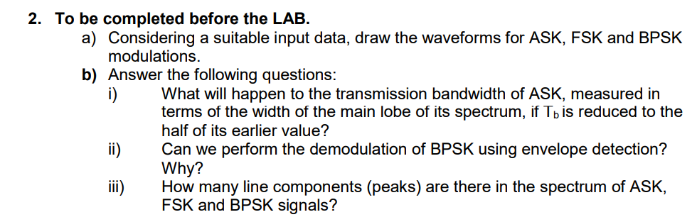 Solved 2. To be completed before the LAB. a) Considering a | Chegg.com
