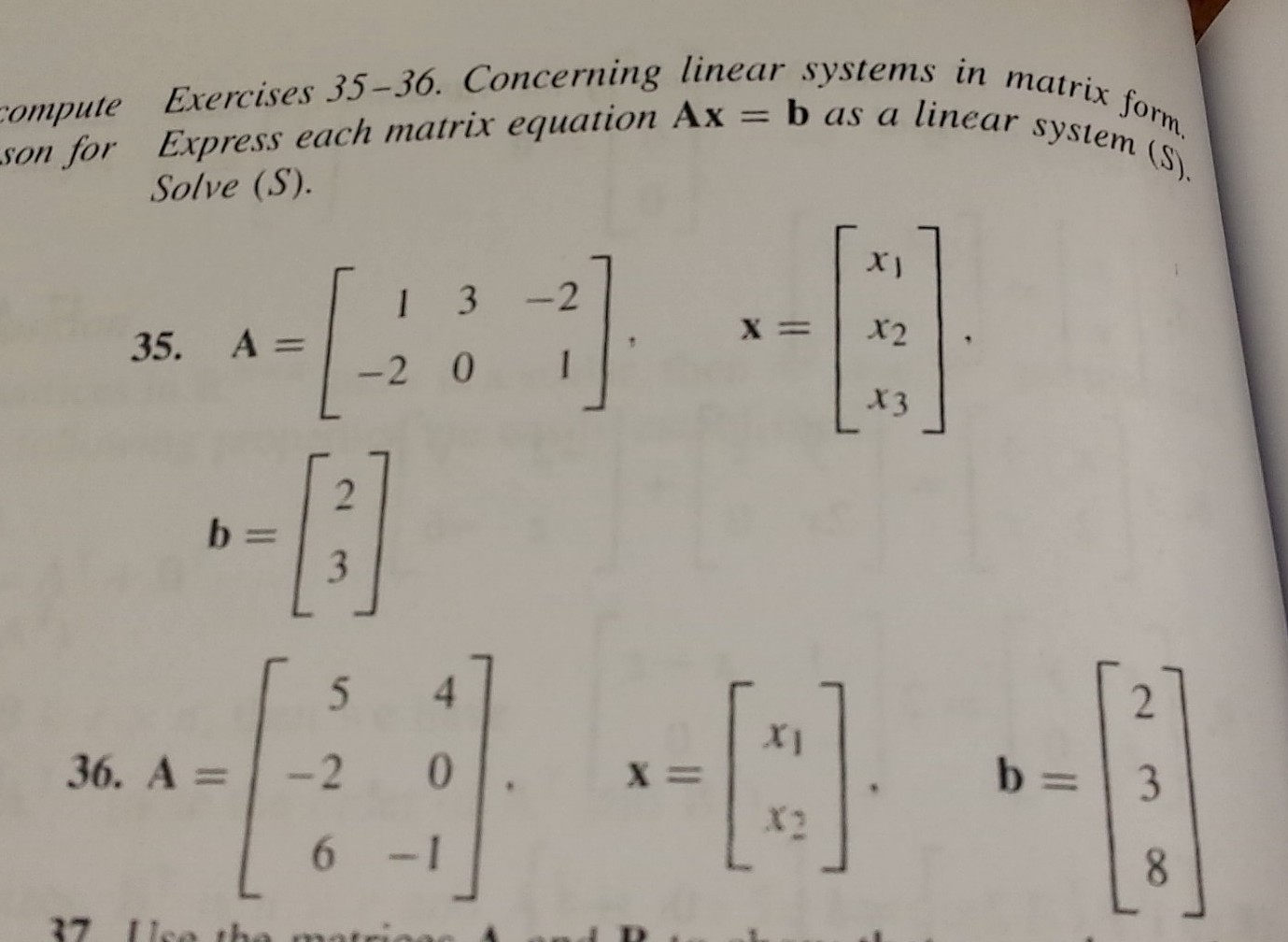 Solved Concerning linear systems in matrix form express each | Chegg.com