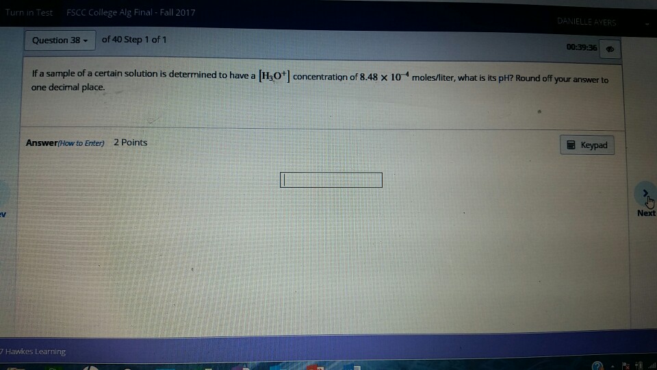 Solved Turn in Test FSCC College Alg Final Fall 2017