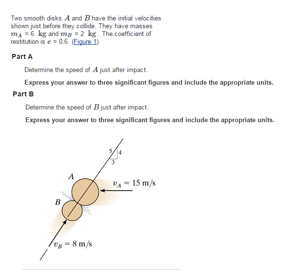 Solved Two Smooth Disks A And B Have The Initial Velocities | Chegg.com