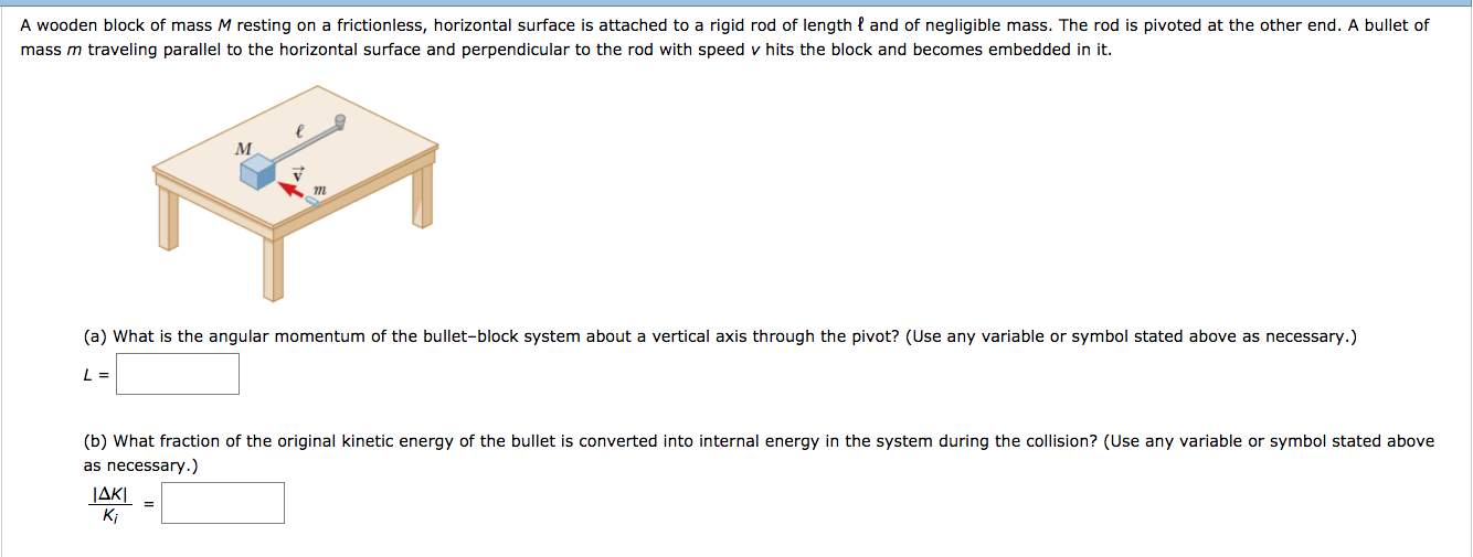 Solved A wooden block of mass M resting on a frictionless,