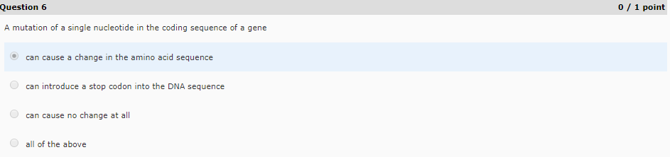 Solved Question 5 0 1 point If the DNA sequence of one | Chegg.com