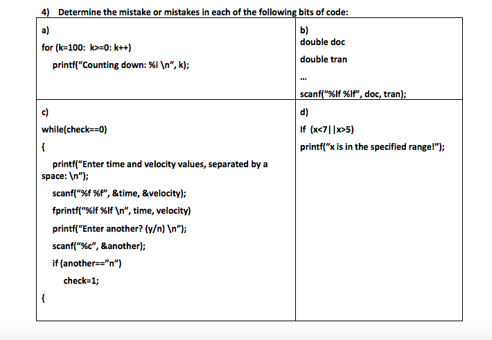 Solved Determine the mistake or mistakes in each of the | Chegg.com