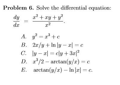 Solved Solve the differential equation: dy/dx = x^2 + xy + | Chegg.com