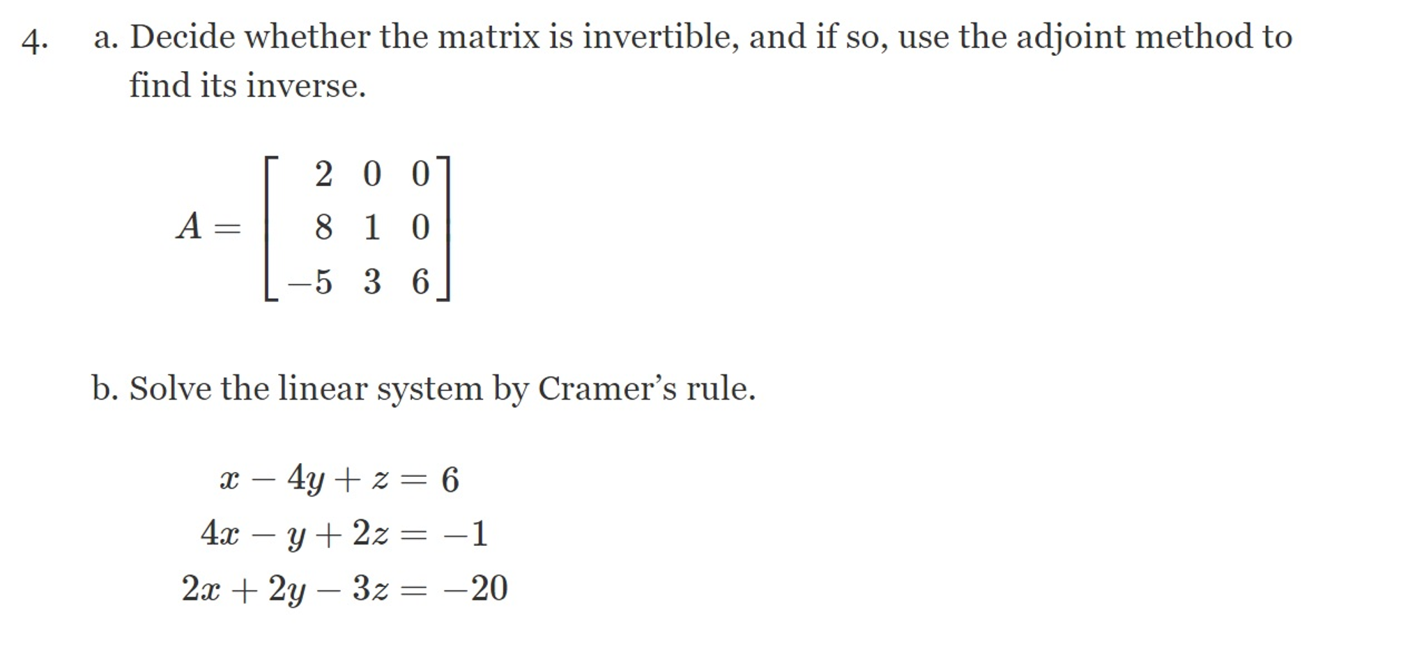 Solved A3Q4 Linear Assignment. SHOW ALL STEPS FOR THE | Chegg.com