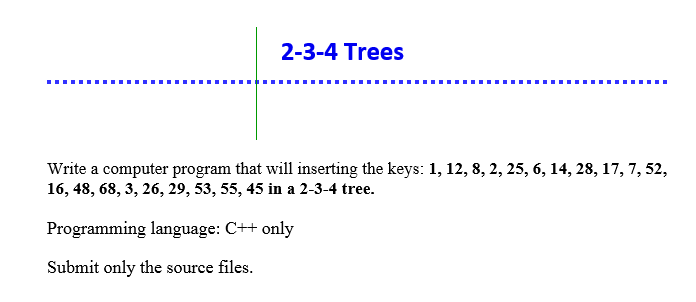 Solved 2-3-4 Trees Write a computer program that will | Chegg.com