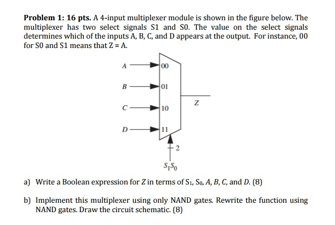 Solved A 4-input Multiplexer Module Is Shown In The Figure | Chegg.com