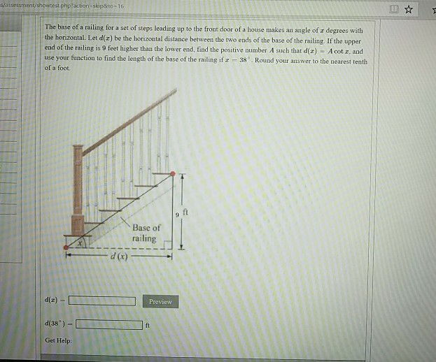 Solved s/assessment/showtest.phpad?n=skip&to-16 The base of | Chegg.com