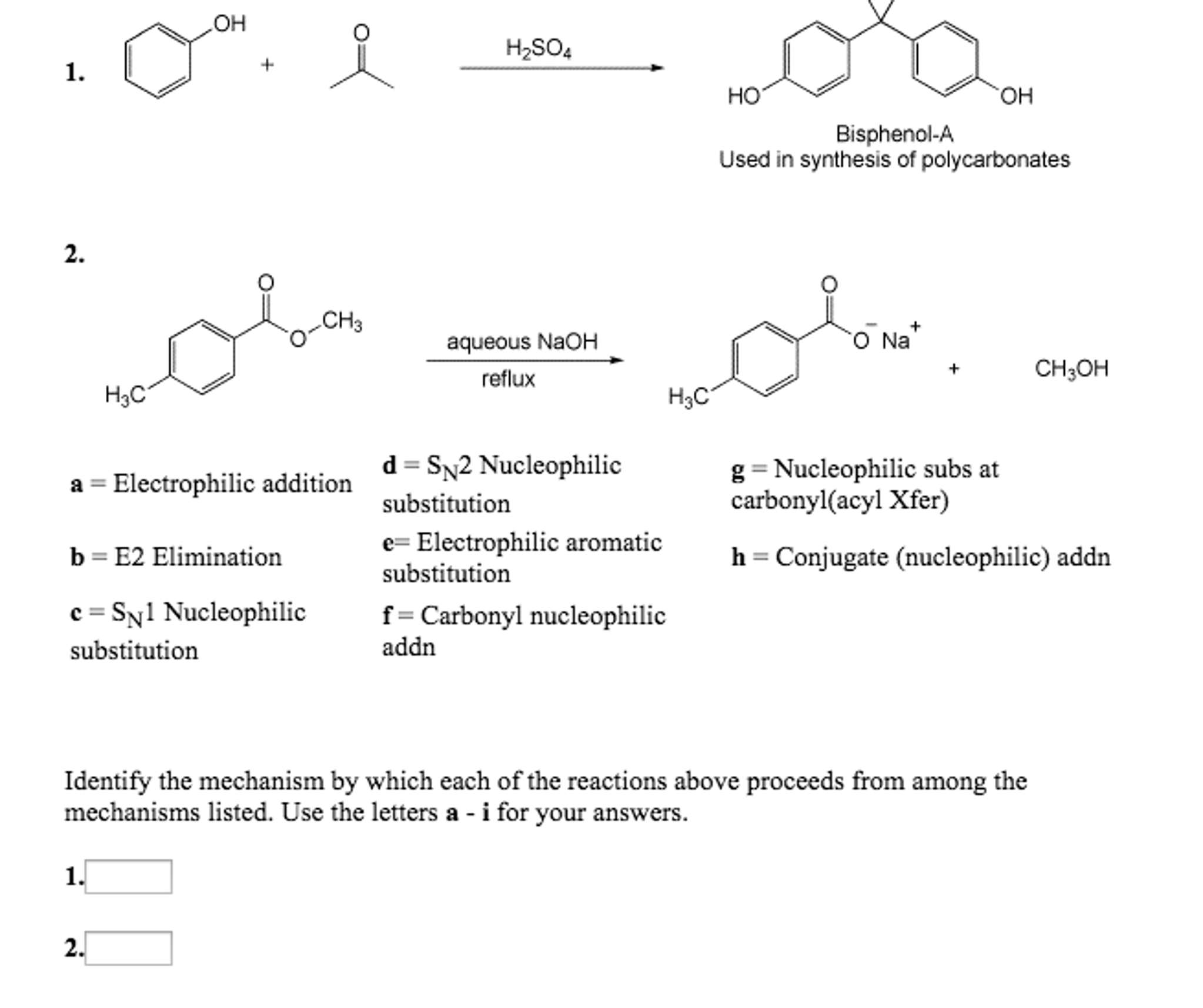 Solved A Electrophilic Addition B E2 Elimination C