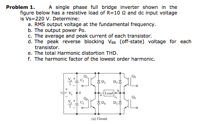 Solved Problem 1. A Single Phase Full Bridge Inverter Shown | Chegg.com