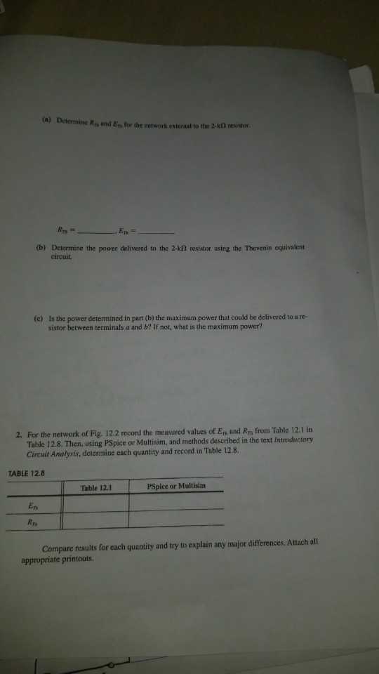 Solved I. For the network of Fig. 12.10 FIG. 12.10