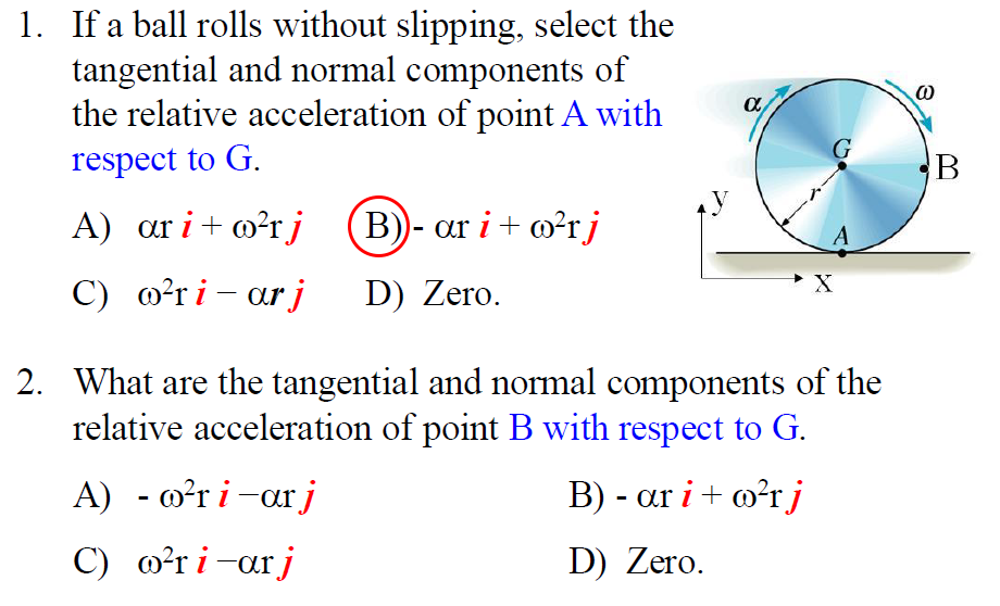 Solved l. If a ball rolls without slipping, select the