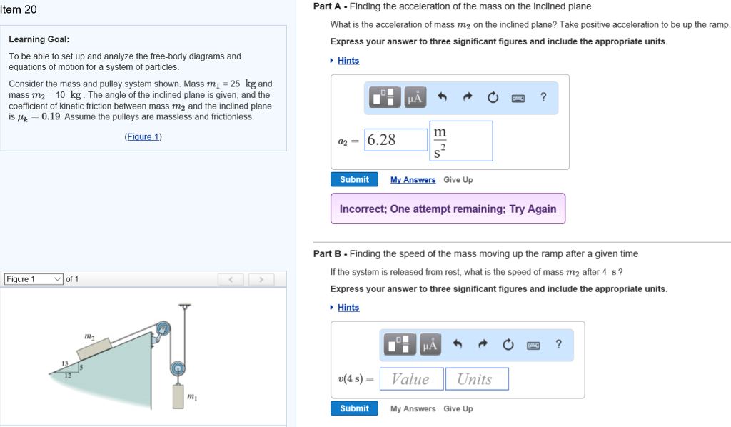 Solved Part A - What is the acceleration of mass m2 on the | Chegg.com