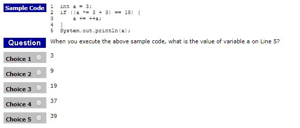 Solved Sample Code int a = 3; += ++a; a 5 | Chegg.com