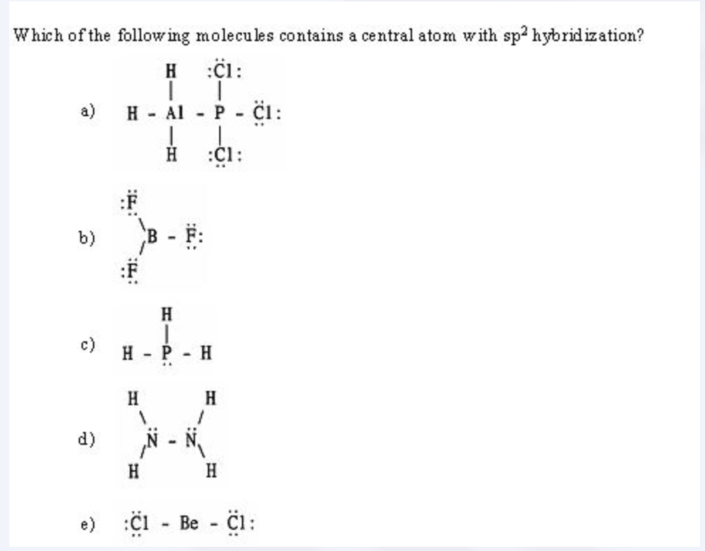 Solved Which Of The Following Molecules Contains A Central