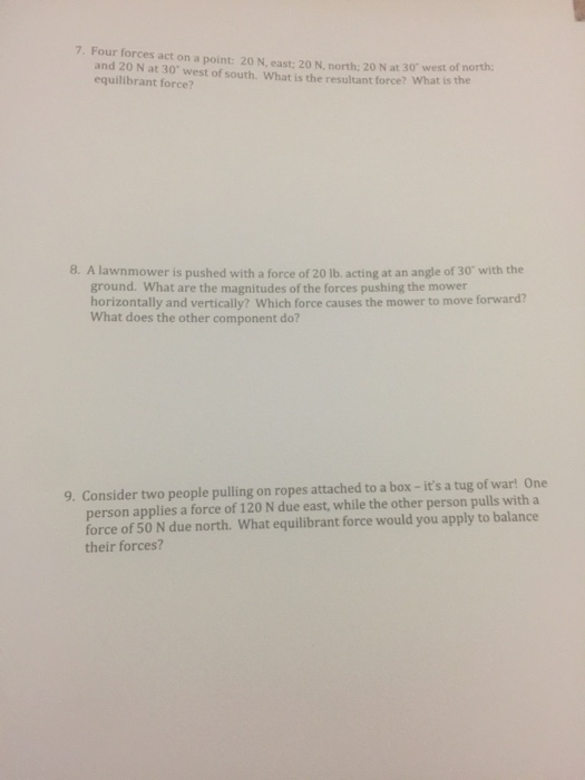 Solved Four forces act on a point: 20 N, east, 20 N, north | Chegg.com