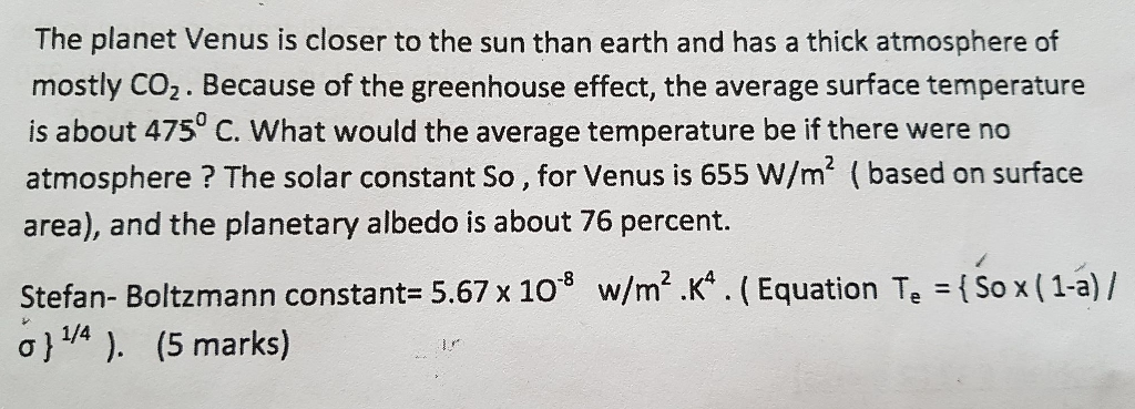 Solved The Planet Venus Is Closer To The Sun Than Earth And Chegg Solved The Planet Venus Is Closer To The Sun Than Earth And Chegg