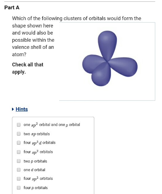 Solved Part A Which of the following clusters of orbitals | Chegg.com